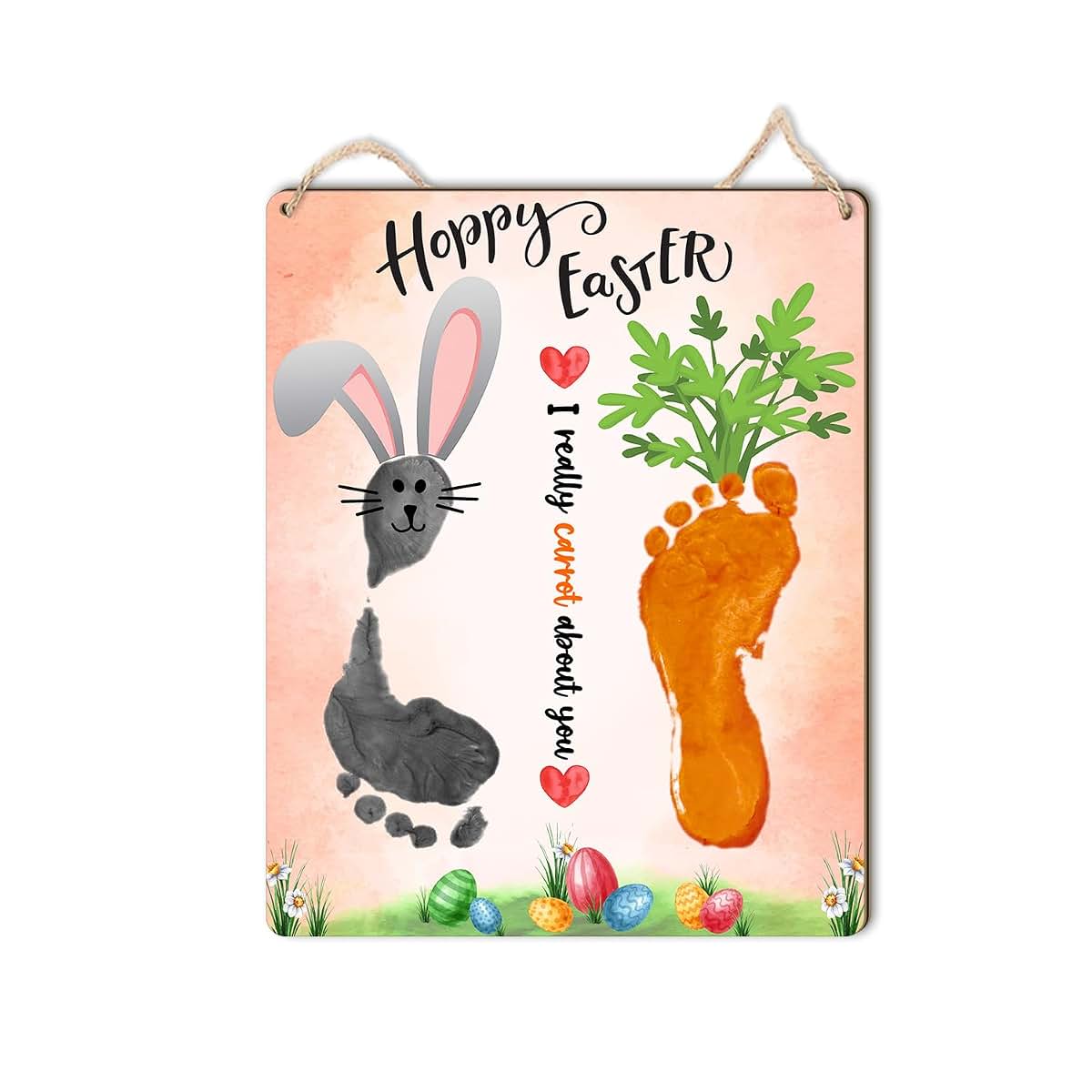 Beethis DIY Baby's First Easter Footprint Sign