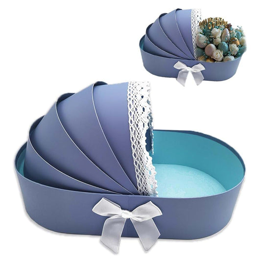 QRQR Crib Shaped Decorative Cardboard Gift Box in Blue