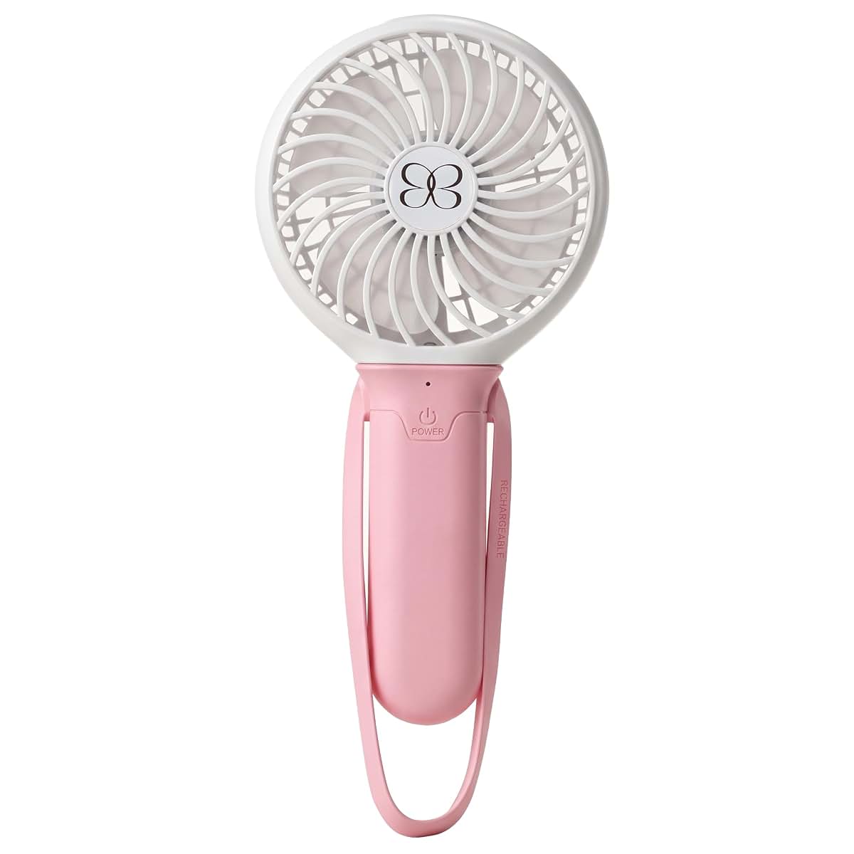 Buggygear 3-Speed USB Rechargeable Turbo Fan with Power Bank and LED Flashlight - Pink/White