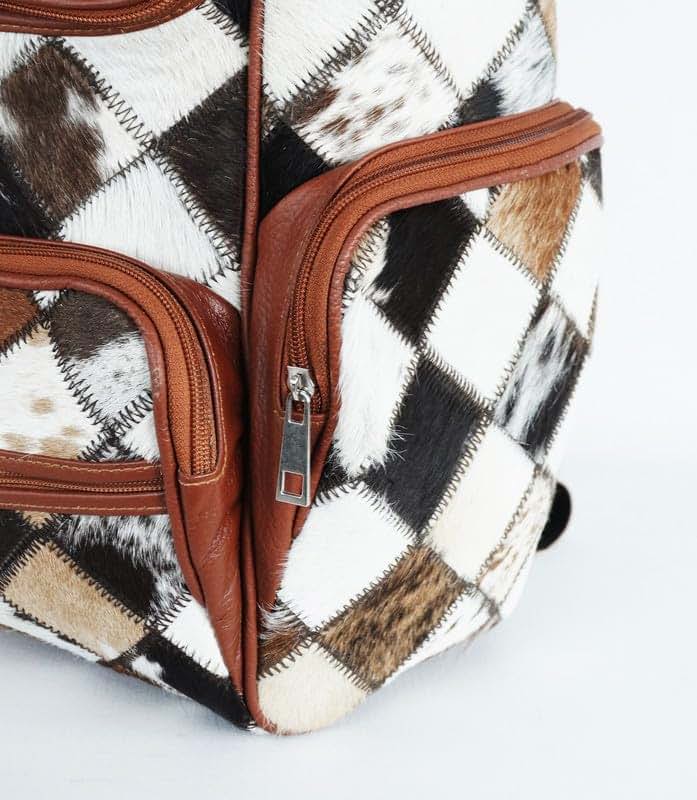 Leather Jacketz Cowhide Backpack - cow print diaper bag - western diaper bags - diaper rucksack - cowhide diaper bag (photo 4)