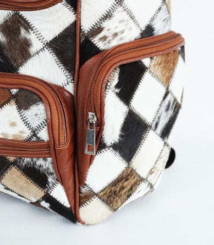Leather Jacketz Cowhide Backpack - cow print diaper bag - western diaper bags - diaper rucksack - cowhide diaper bag (photo 4)