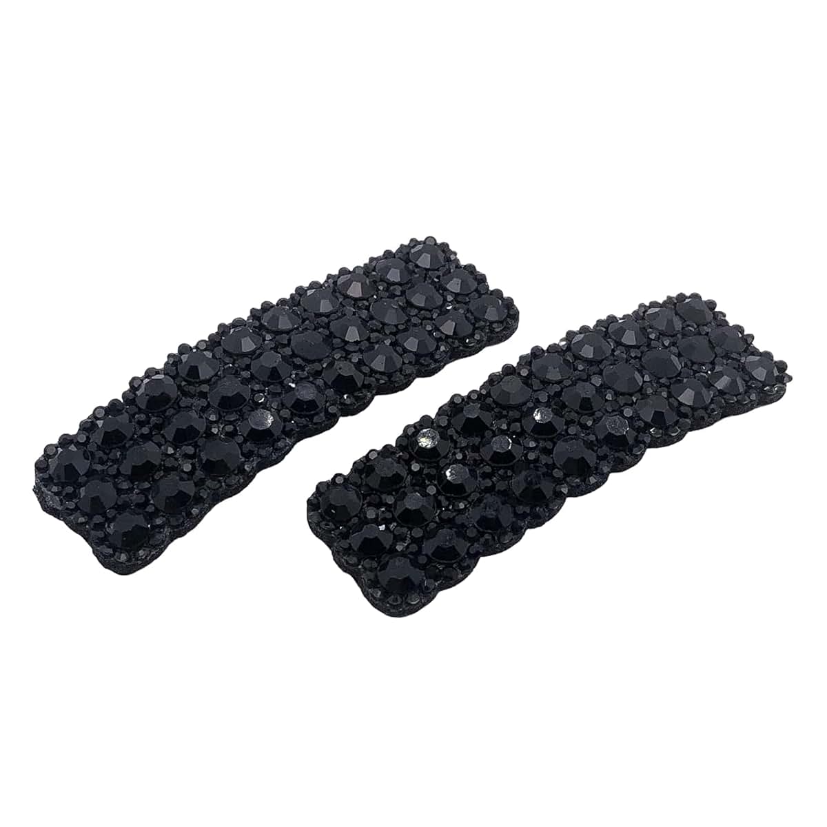 Tustao 2Pcs Black Rhinestones Snap Hair Clips