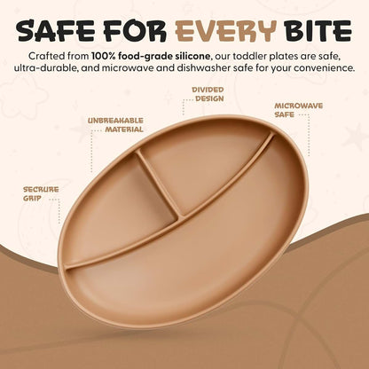 RoyalTots Silicone Divided Baby Plate with Non-Slip Base in Brown (photo 4)