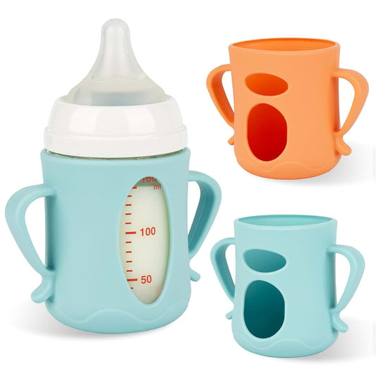 BabyOneStop Silicone Sleeves For Pigeon 5.4oz Glass Baby Bottles With Handles