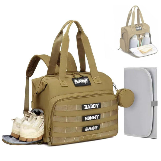 RsAingT Diaper Bag Backpack for Dad, Large Utility Baby Changing Bag with Insulated Bottle Holders(Kahaki)