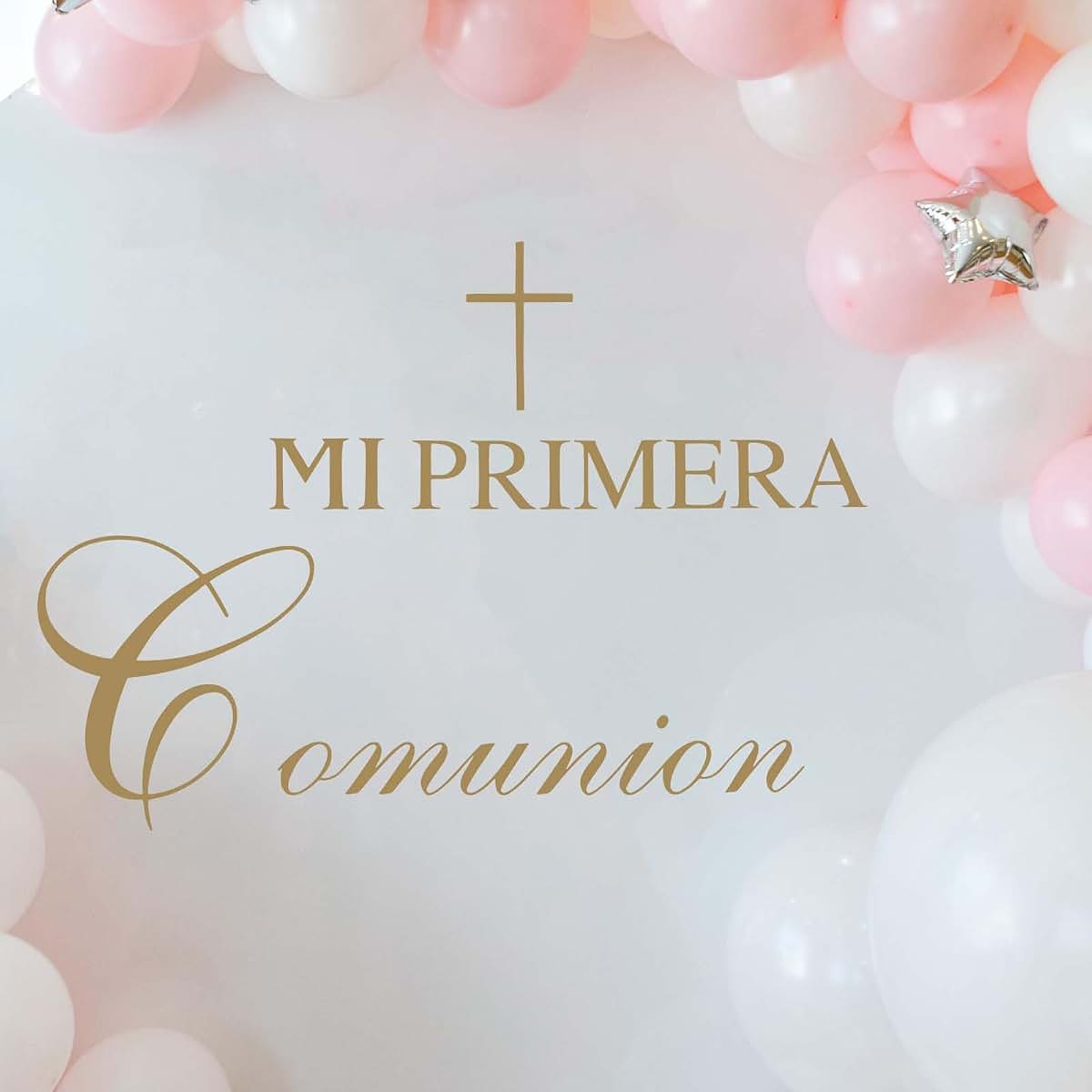 Mi Primera Comunion Decoration Sticker, PVC First Communion Wall Decal for Baptism Baby Shower