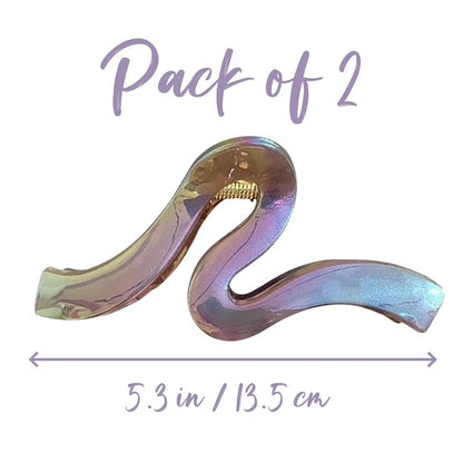 Vubbkdi 2 PCS Glitter Hair Claw, Wavy Hair Clip Accessory