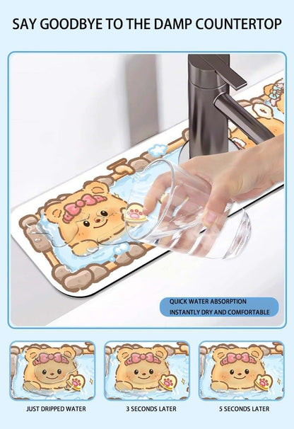 Diatomite Absorbent Sink Mat Splash Guard for Countertops