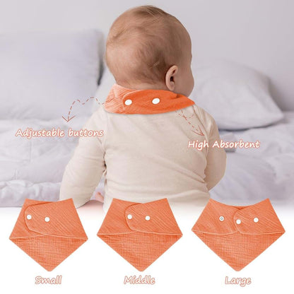 Aolso Muslin Baby Bibs, 10-Piece Bandana Drool Bib Set with Adjustable Snaps