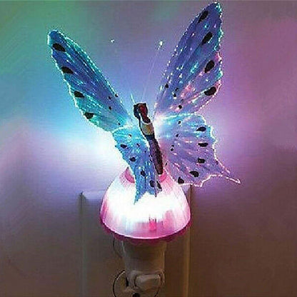 EONLYX Butterfly Night Light, Fiber Optic Butterfly Wall Lamp,Kids Plug LED Color Changing Night Light for Bedroom