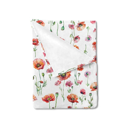 Watercolor Floral Flannel Baby Blanket for Nursery Swaddle Playmat