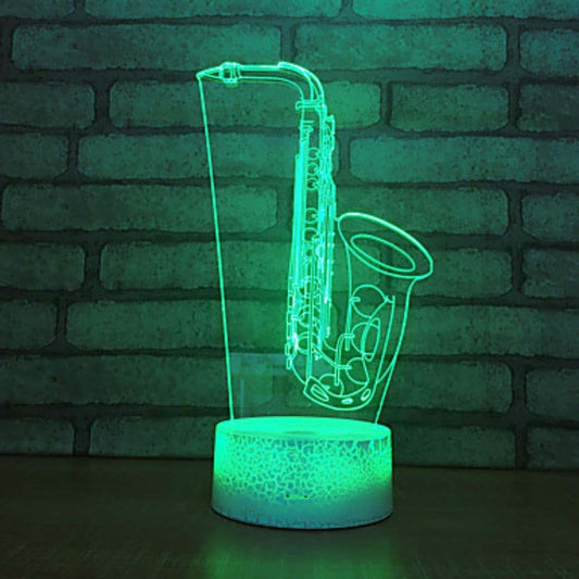 Jinnwell 3D Saxophone Night Light Lamp Illusion Night Light 7 Color Changing Touch Switch Table Desk Decoration Lamps