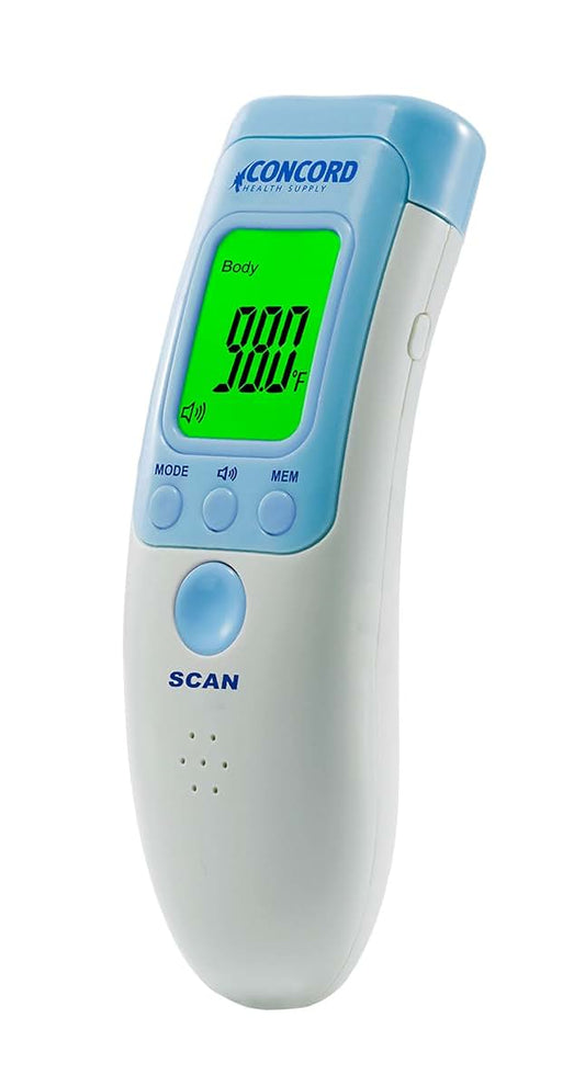 Concord Health Supply Concord Non-Contact Infrared Forehead Thermometer with Tri-Color LCD Display, 3 Modes Body