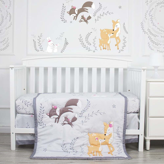 JHLCARPET Safari World Baby Crib Bedding Set, 3pcs
