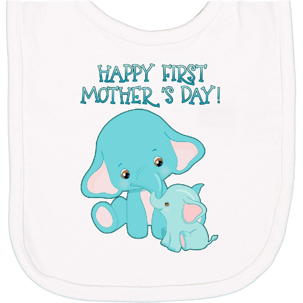 inktastic Happy First Mother's Day Cute Elephants Newborn Bib