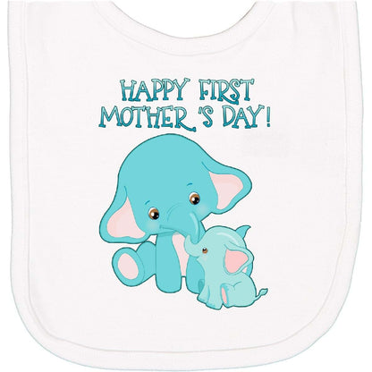 inktastic Happy First Mother's Day Cute Elephants Newborn Bib