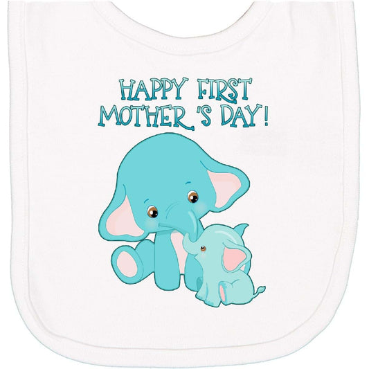 inktastic Happy First Mother's Day Cute Elephants Newborn Bib