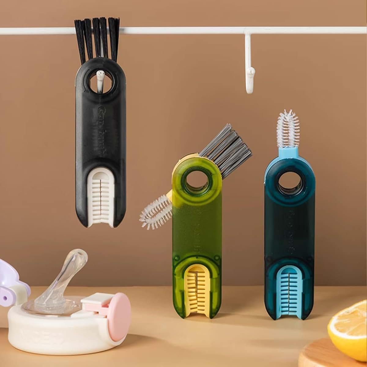 KHFGBJ 3-in-1 Multifunctional Cleaning Brush Set for Bottles and Cups (photo 3)