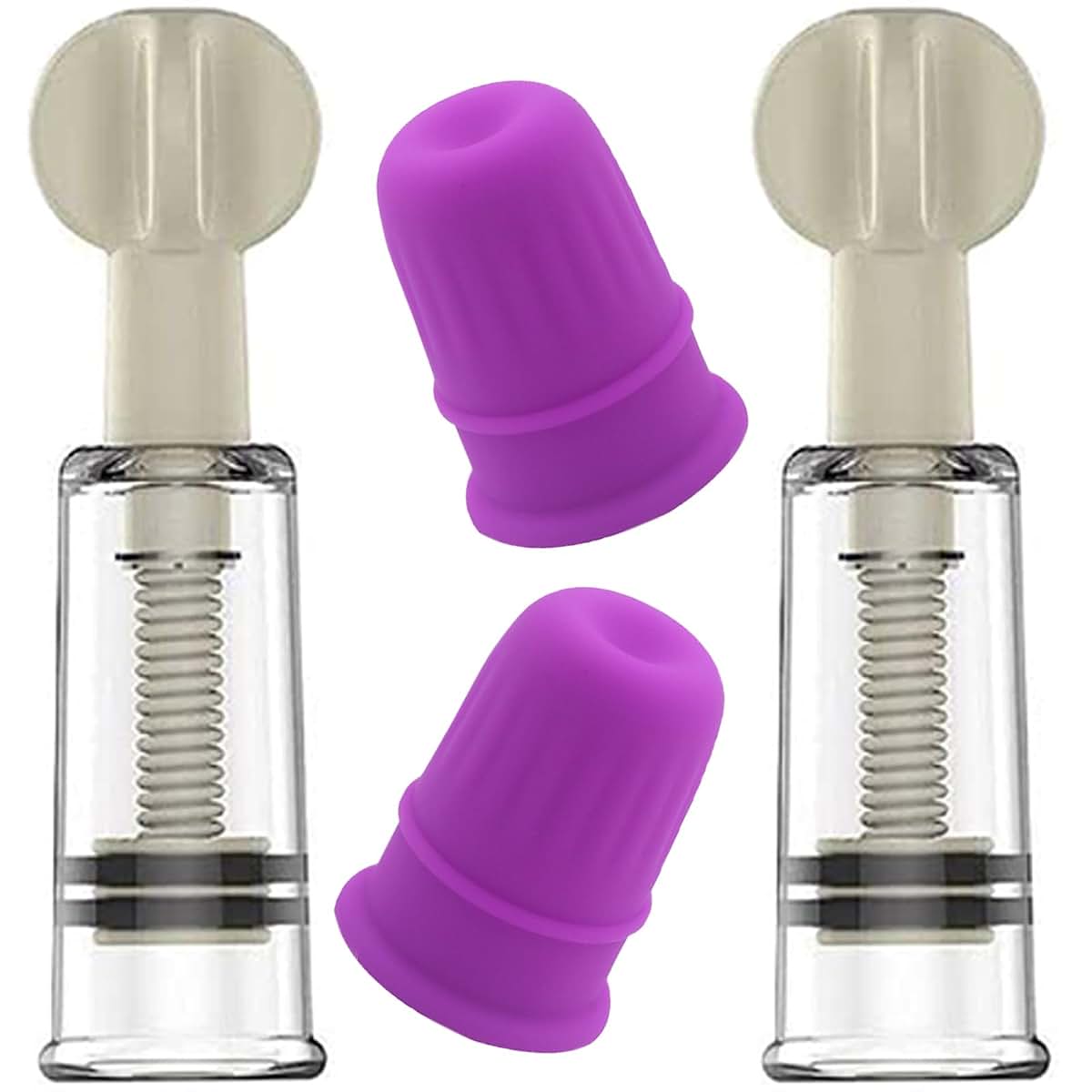Jesakmie 4pcs Silicone Vacuum Cup Set for Flat Inverted Nipples, White and Red