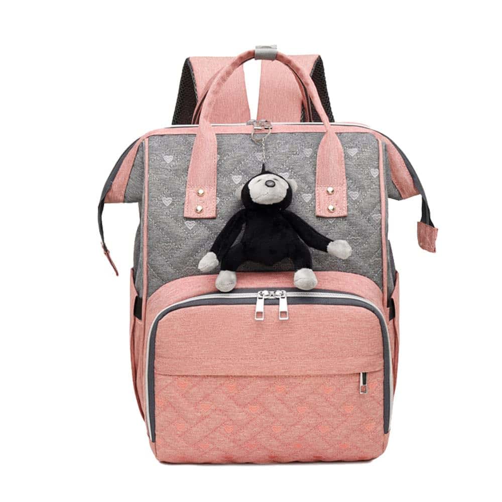 Alipher Diaper Backpack Large Travel Nappy Bag with USB Charging Port Pink