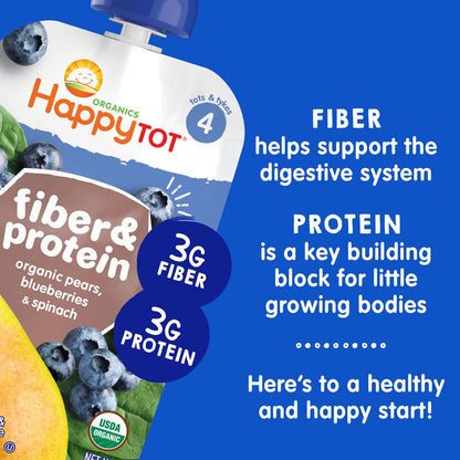 Happy Tot Organics Fiber & Protein Pouches