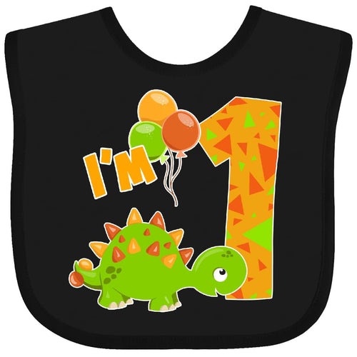 Inktastic Happy Dinosaur First Birthday Green Baby Bib