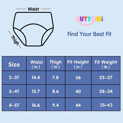 Nutyomi Baby Cotton Training Pants 6 Packs 2T-5T