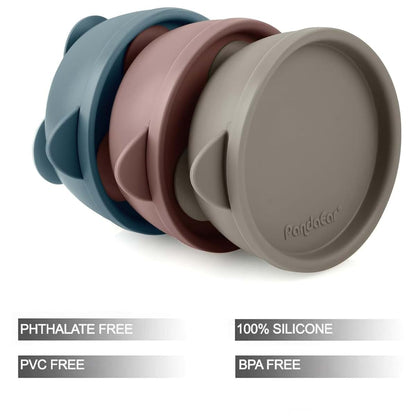 PandaEar 3 Pack Baby Suction Bowls with Lids for Self-Feeding