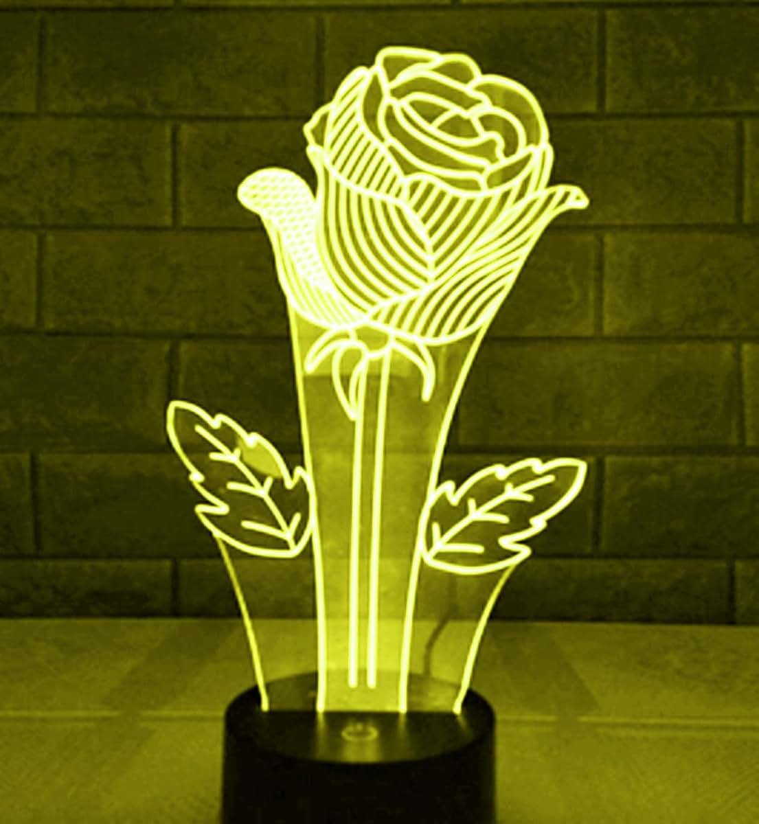 Jinnwell 3D Rose Flower Night Light Lamp 7 Color Changing Table Desk Lamp (photo 2)