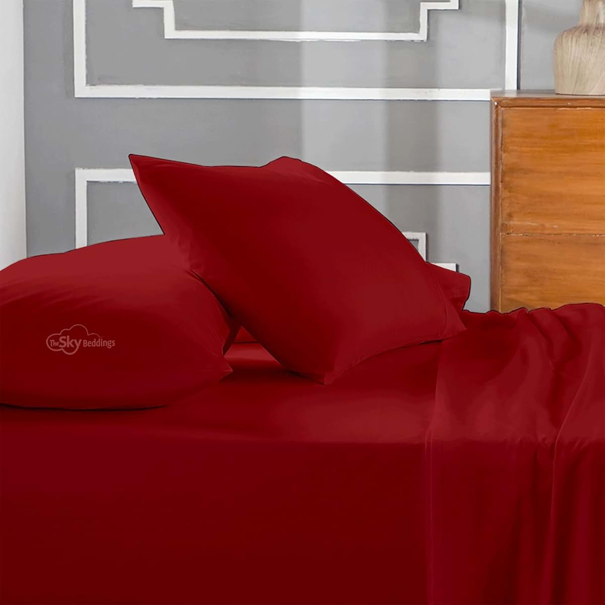 The Sky Bedding Toddler Pillowcase Set of 2, Red 13x18 Inch