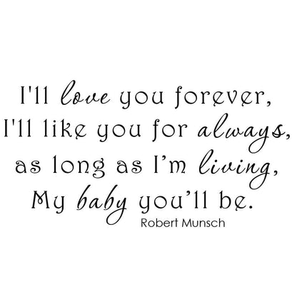 WallPlaza I'll Love You Forever Wall Decal, Teal Matte Vinyl (photo 3)
