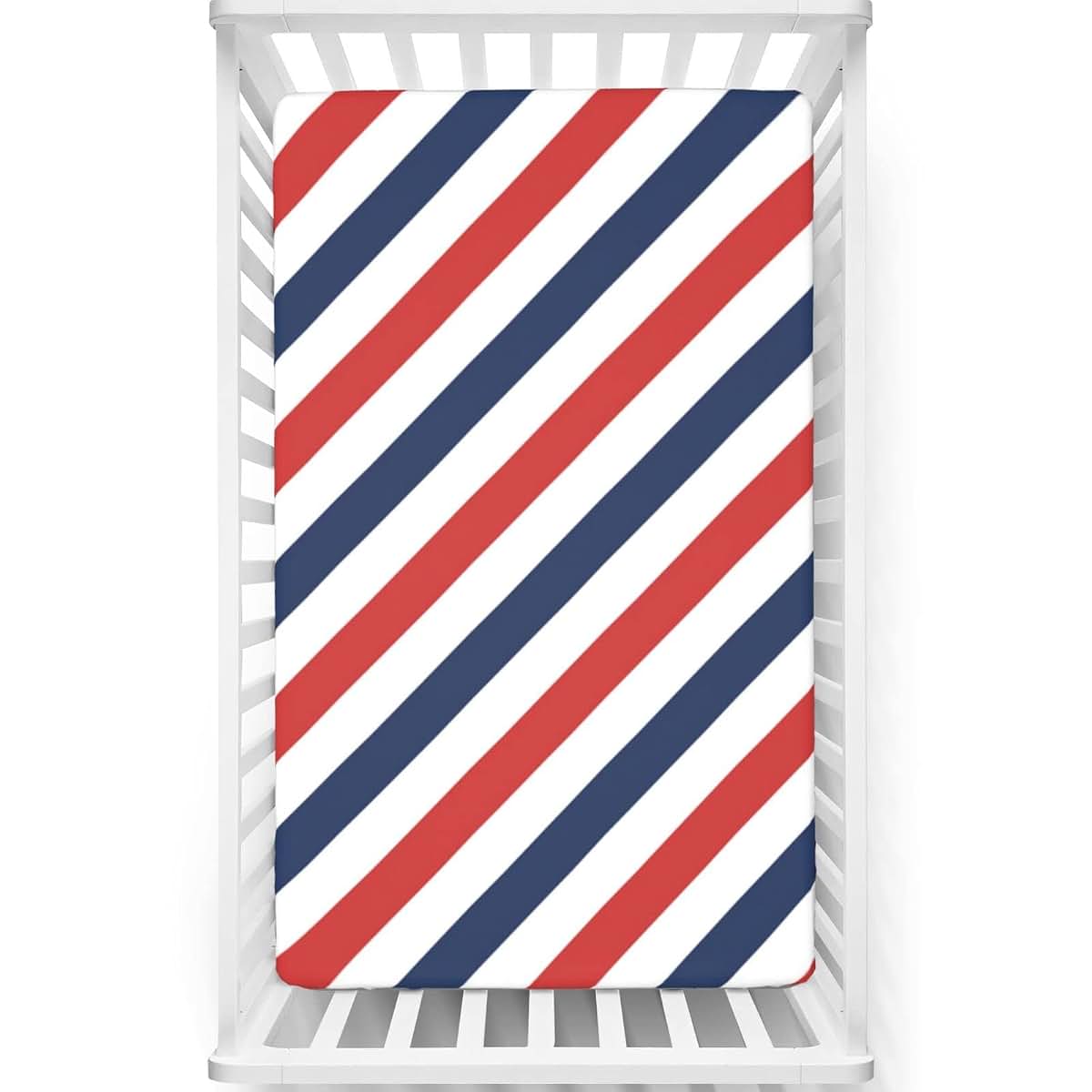 Harbour Stripe Themed Fitted Mini Crib Sheets for Pack 'n Play Mattresses, 24” x 38”