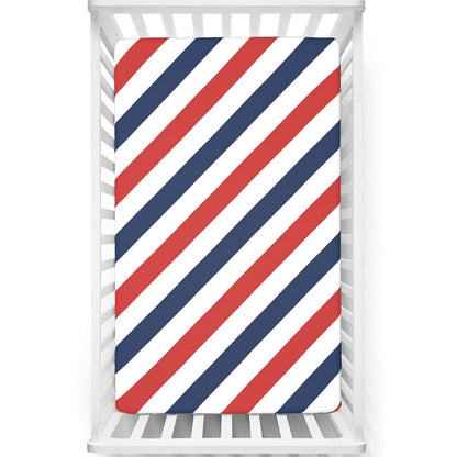 Harbour Stripe Themed Fitted Mini Crib Sheets for Pack 'n Play Mattresses, 24” x 38”