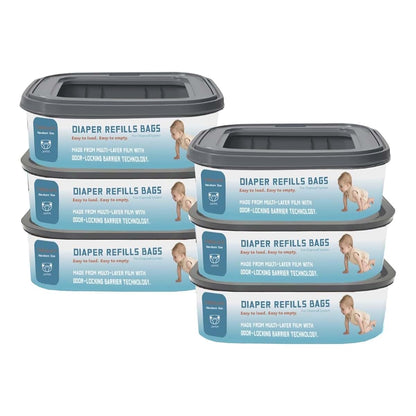 Kpptyty Standard Square Diaper Pail Refill Bags - 6 Pack