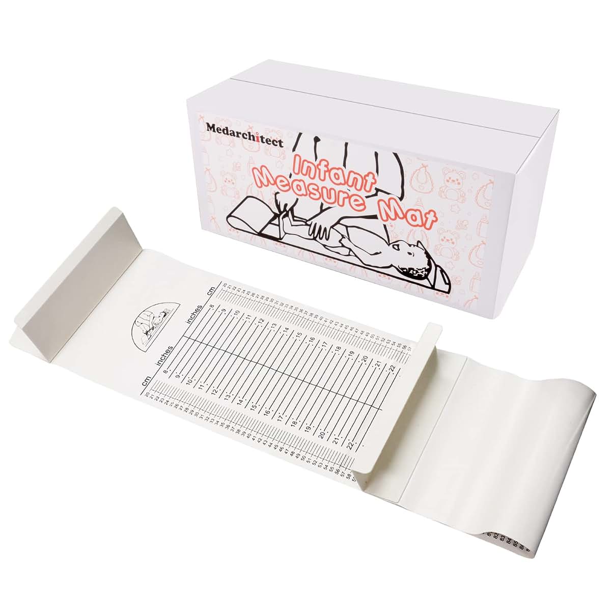 Medarchitect Baby Height Measuring Mat, Infantometer, 8-39 in / 20-99 cm, Foldable Dual-Scale Ruler