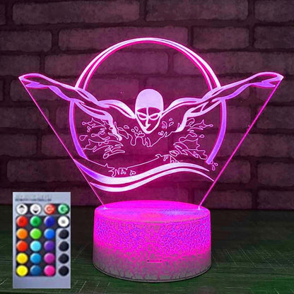 Jinnwell 3D Swimming led Night Light Lamp Illusion Night Light 16 Color Changing Table Desk Decoration Gift Acrylic