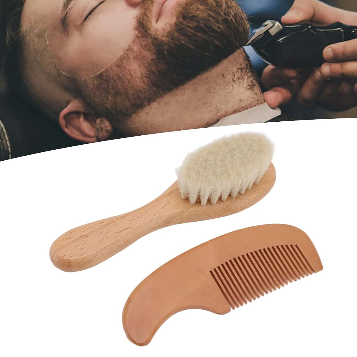 Omabeta Professional Baby Brush and Comb Set with Beard Function