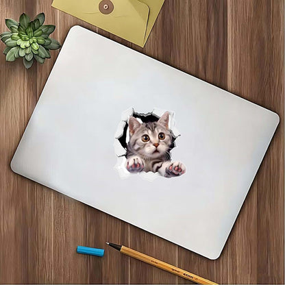 3D Breaking Cat Decals Set for Car, Wall, and Furniture Vinyl Stickers