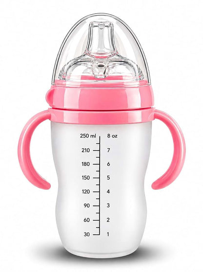 Daliscare Silicone Baby Bottle With Handles And Anti-Colic Nipple