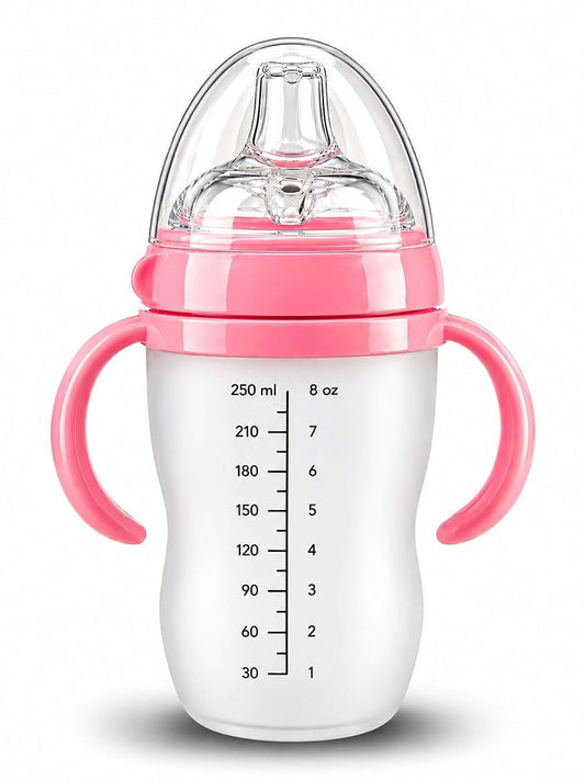 Daliscare Silicone Baby Bottle With Handles And Anti-Colic Nipple