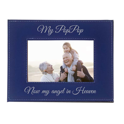 CustomGiftsNow My Poppop Now My Angel in Heaven Blue Faux Leather Picture Frame