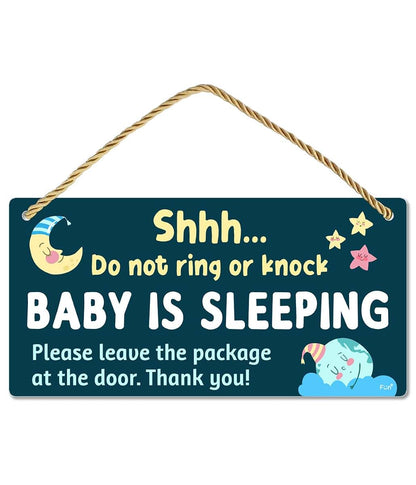 Baby Sleeping Sign For Front Door - PVC Plastic Hanging Notice