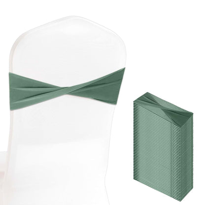 Chanumetal 50 Pcs Sage Green Chair Sashes