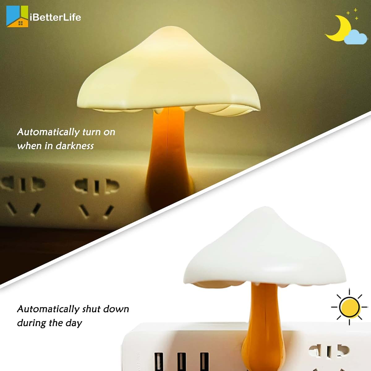 iBetterLife Mushroom Night Light 2-Pack With Auto Sensor (photo 3)