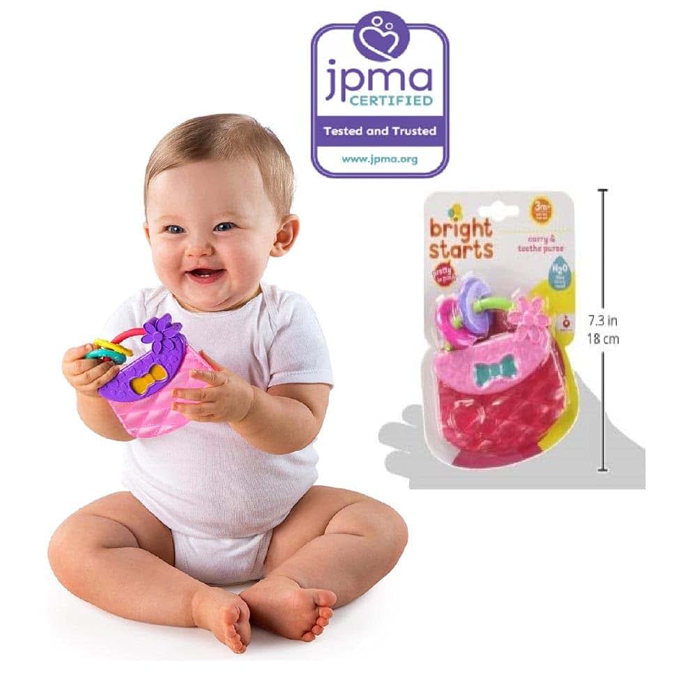 Bright Starts Carry & Teethe Purse Chillable Teether Toy Pretty in Pink