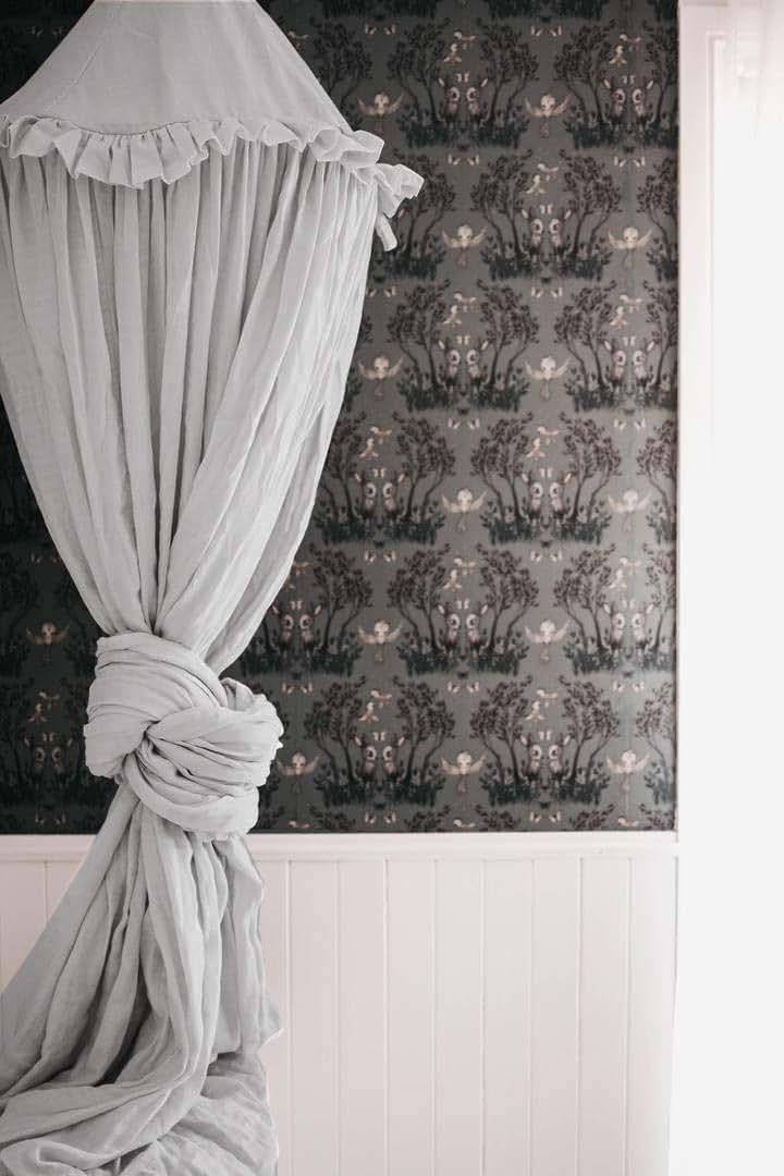 IBIZA VIBE MAMERIA Kids Bed Canopy with Frills Cotton Hanging Tent Curtain Net for Reading Nook Hideaway Bedding Play