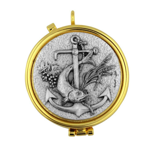 Casula Communion Pyx With Fish Wheat And Anchor Design