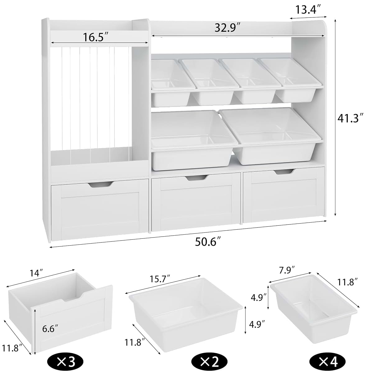 Kids Toy Storage Organizer Center with Rolling Drawers and Bins