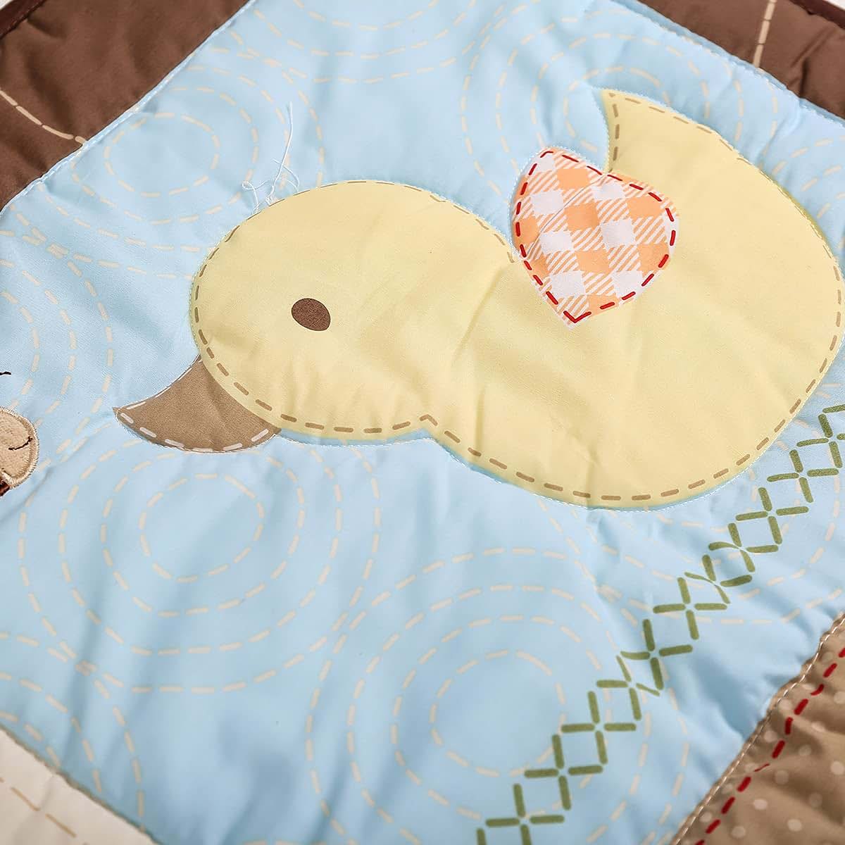 CribMATE 3 PCs Turtle Frog Nursery Crib Bedding Set Brown Green Garden Ducks Bee Cot Bedding Set (Green 1), 27 X 52 (photo 4)
