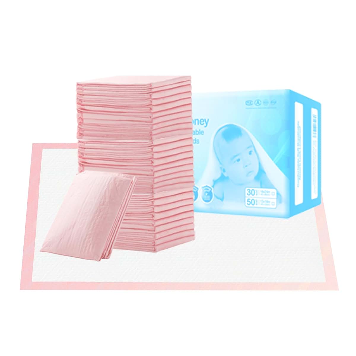 Nihao Honey Disposable Changing Pads for Baby, 30 Pack Portable Diaper Changing Pad Liner, Baby Changing Pad Underpads